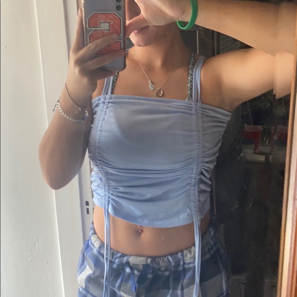 Light blue adjustable crop top